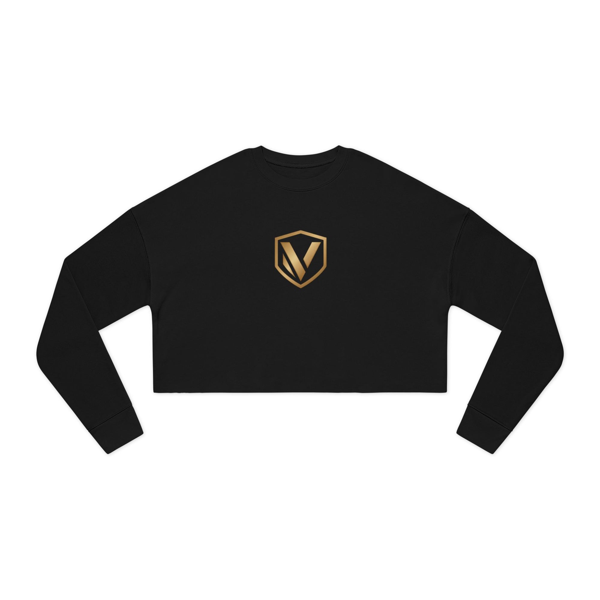 Cropped Sweatshirt — Gold Shield Emblem Women’s Crop Top