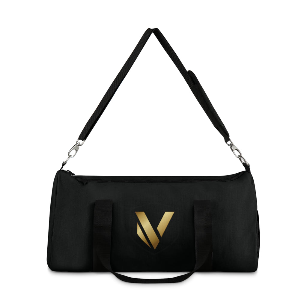 Gold V Monogram Duffel Bag — Sleek Black Travel & Gym Bag
