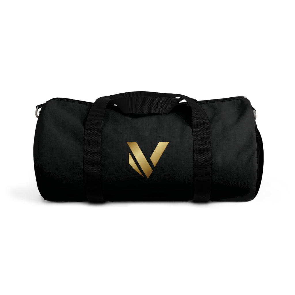 Gold V Monogram Duffel Bag — Sleek Black Travel & Gym Bag