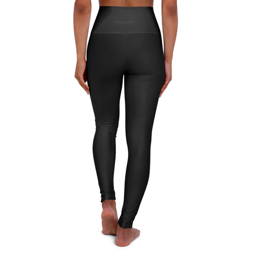 High-Waisted Yoga Leggings — Black AOP Performance Leggings