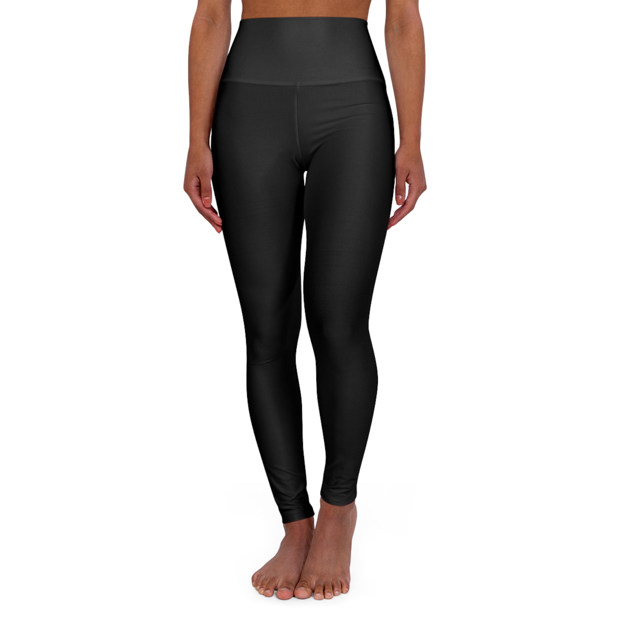 High-Waisted Yoga Leggings — Black AOP Performance Leggings