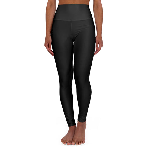 High-Waisted Yoga Leggings — Black AOP Performance Leggings
