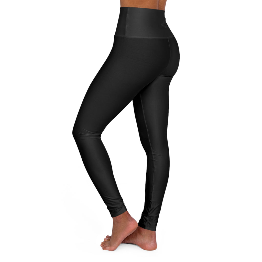 High-Waisted Yoga Leggings — Black AOP Performance Leggings